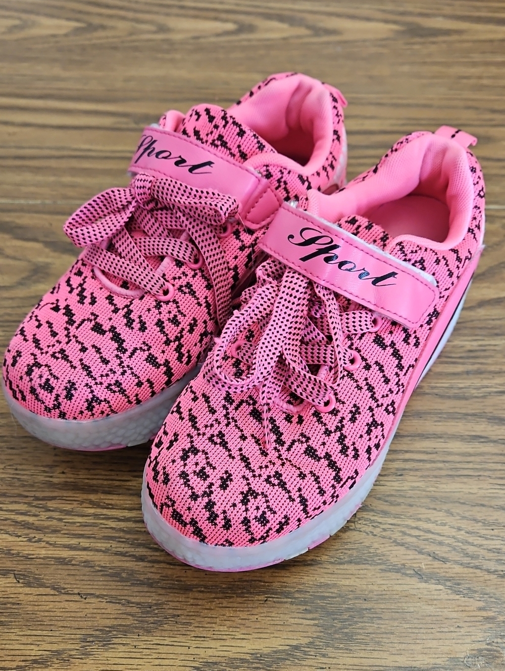 Kids Pink and Black Light Up Roller Shoes